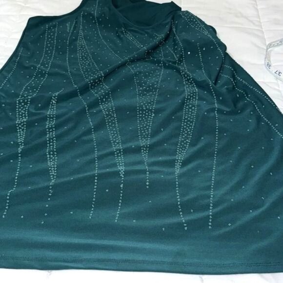 Teal Sleeveless Tank Top With Rhinestone Design Studio Y XL Polyester/Spandex - Picture 2 of 6